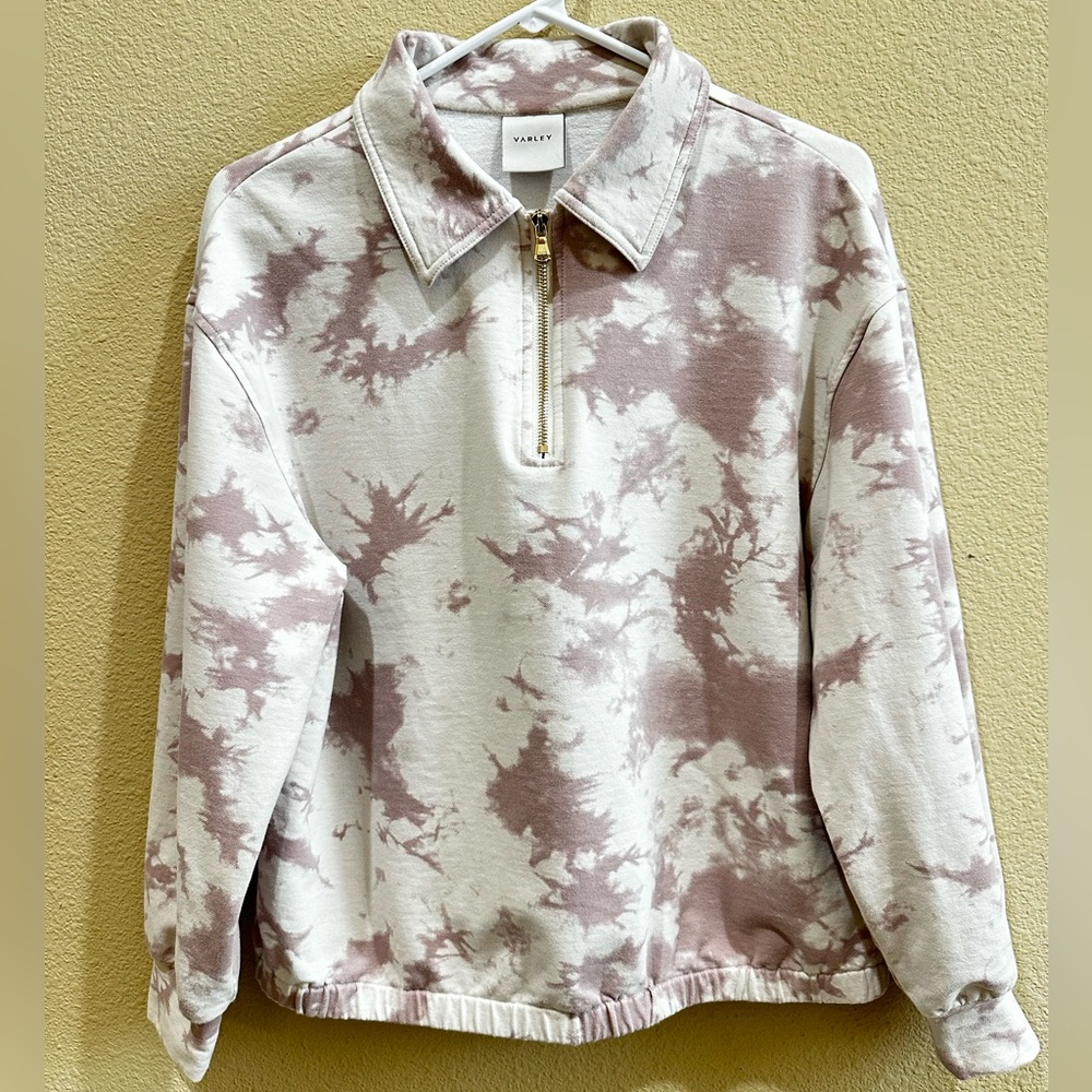 • VARLEY • Romero Sweat Taupe Tie Dye quarter-zip pullover sweater • - Picture 3 of 11